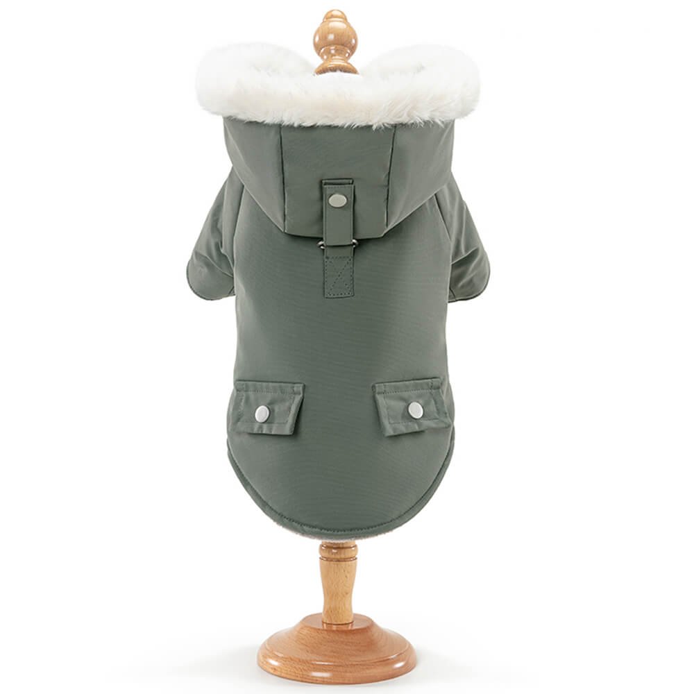 Ultra-Warm Faux Fur Lining Windproof Hooded Dog Coat