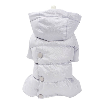 Luxury Cozy Snap-On Back Warm Down Waterproof Dog Hooded Coat