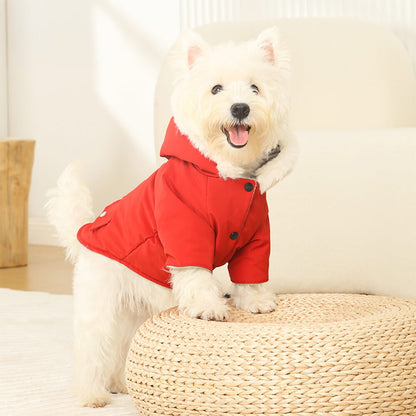 Ultra-Warm Faux Fur Lining Windproof Hooded Dog Coat