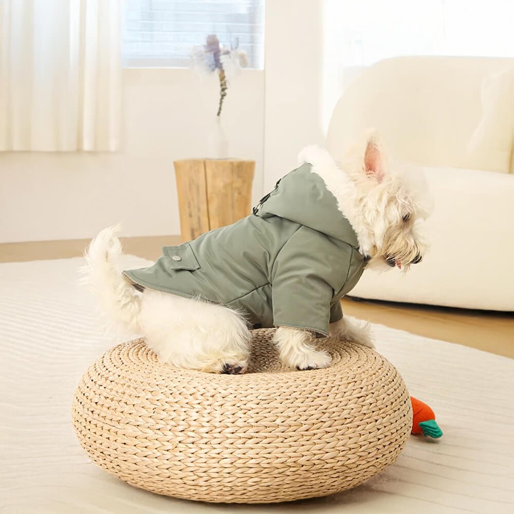 Ultra-Warm Faux Fur Lining Windproof Hooded Dog Coat