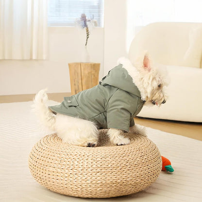 Ultra-Warm Faux Fur Lining Windproof Hooded Dog Coat