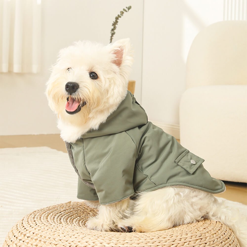 Ultra-Warm Faux Fur Lining Windproof Hooded Dog Coat
