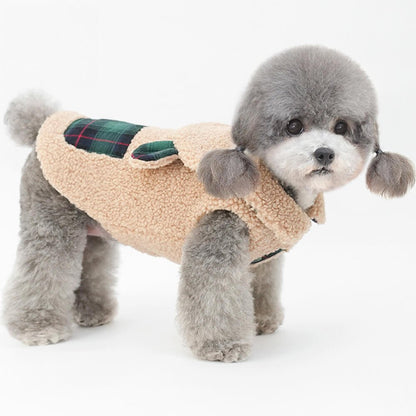 Plaid Trim Sherpa Dog Vest - Cozy, Cute, and Perfect for Winter