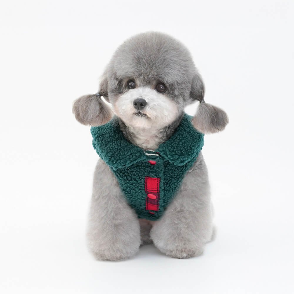 Plaid Trim Sherpa Dog Vest - Cozy, Cute, and Perfect for Winter