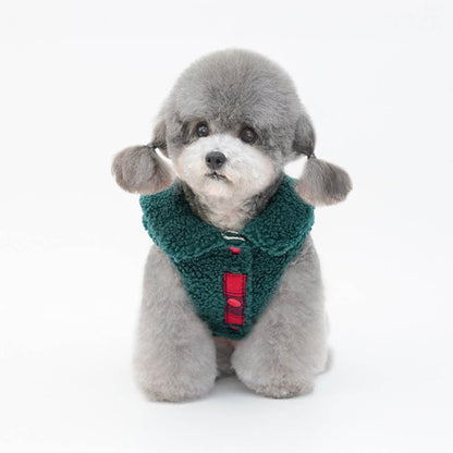 Plaid Trim Sherpa Dog Vest - Cozy, Cute, and Perfect for Winter