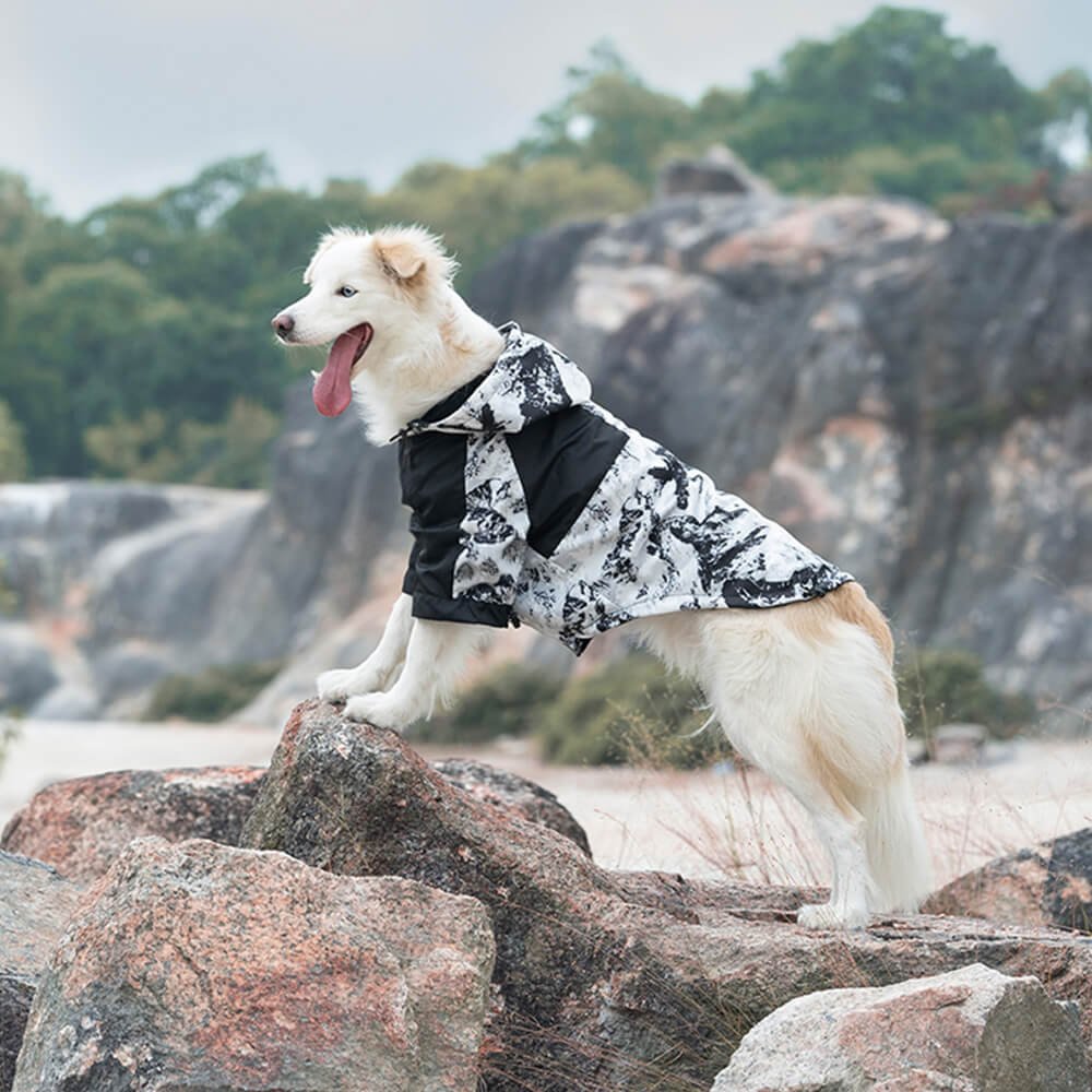 Thick Cotton Printed Dog Jacket - Stylish and warm for outdoor adventures