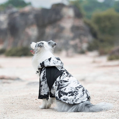 Thick Cotton Printed Dog Jacket - Stylish and warm for outdoor adventures