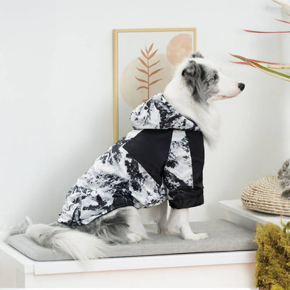 Thick Cotton Printed Dog Jacket - Stylish and warm for outdoor adventures