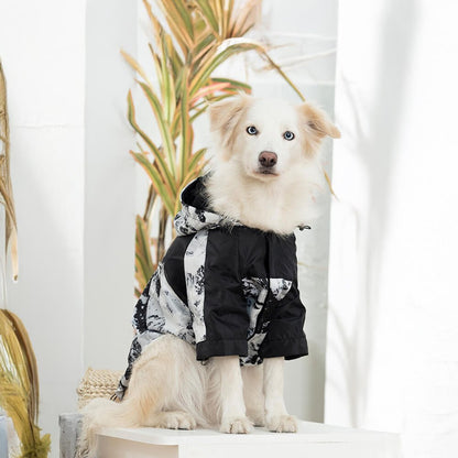 Thick Cotton Printed Dog Jacket - Stylish and warm for outdoor adventures